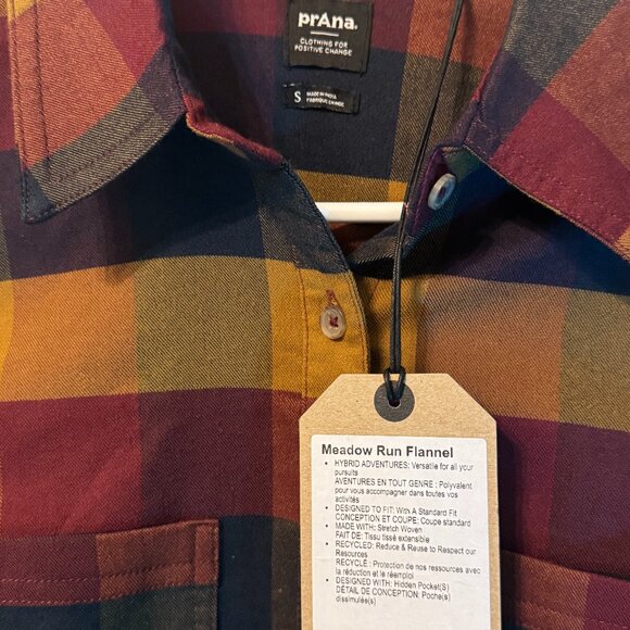 prAna Meadow Run Flannel – Small, New With Tags, Antique Bronze, Deep Red & Gold - Picture 4 of 11